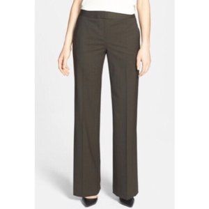 Lafayette 148 New York Womens Delancey Wide Leg Wool Dress Pant Size 12 Brown